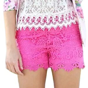 Hot Fuchsia Pink Crochet  Shorts Size Medium